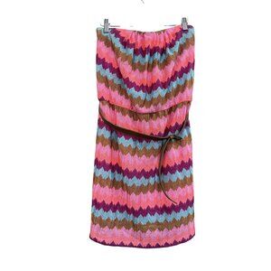 Love Reign Strapless Dress Vibrant Chevron Size Large